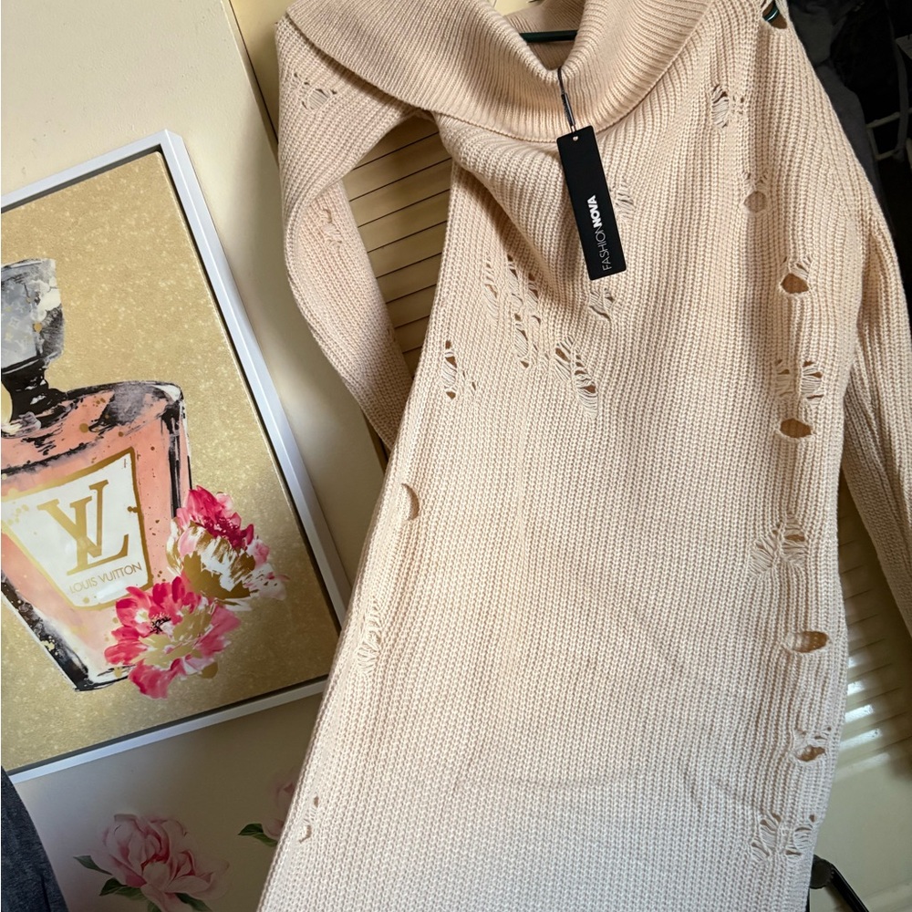 Fashion Nova Cream Off-the-Shoulder Sweater